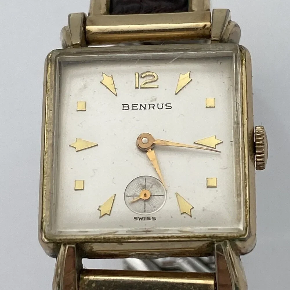 Vintage Benrus Mechanical Automatic Handwind 10k Rolled Gold Plate Bezel Watch